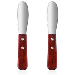 Ouligay 2 Pcs Butter Knife Spreader stainless steel blade wood handle