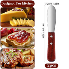 Ouligay Cheese Spreader Knife stainless steel blade wood handle