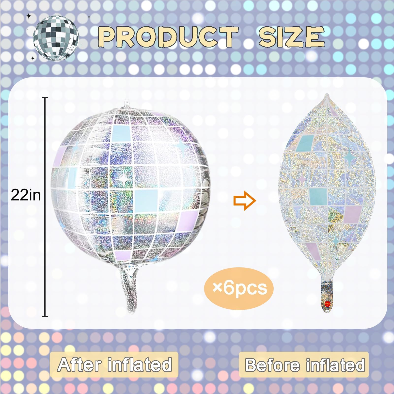 6pcs iridescent disco ball balloons