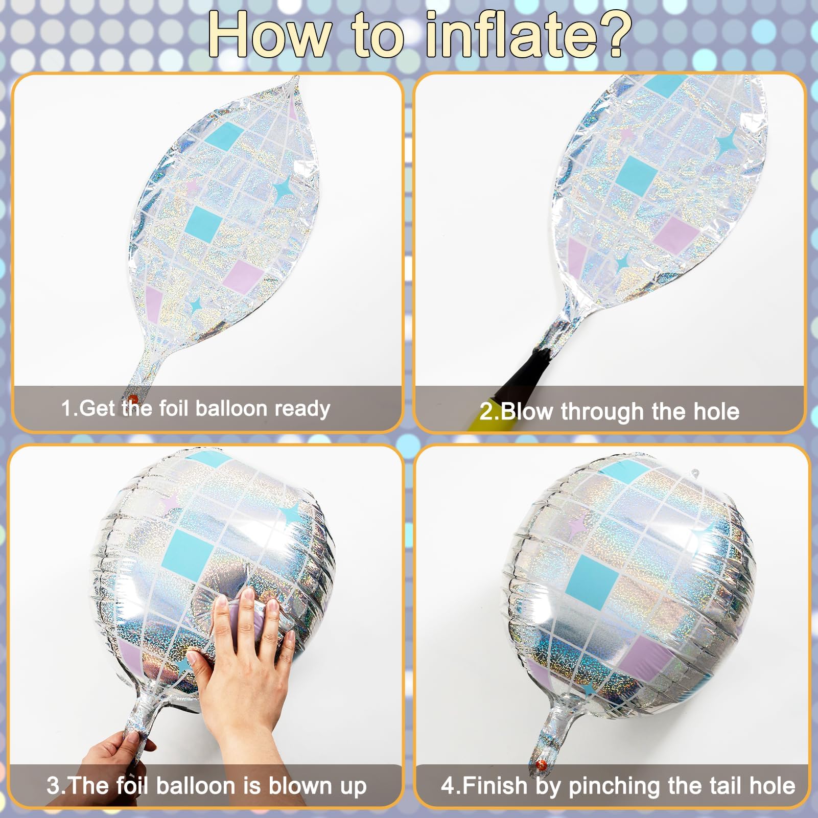 Large 22 Inch silver disco foil balloons