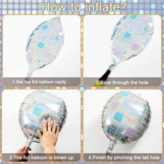 Large 22 Inch silver disco foil balloons