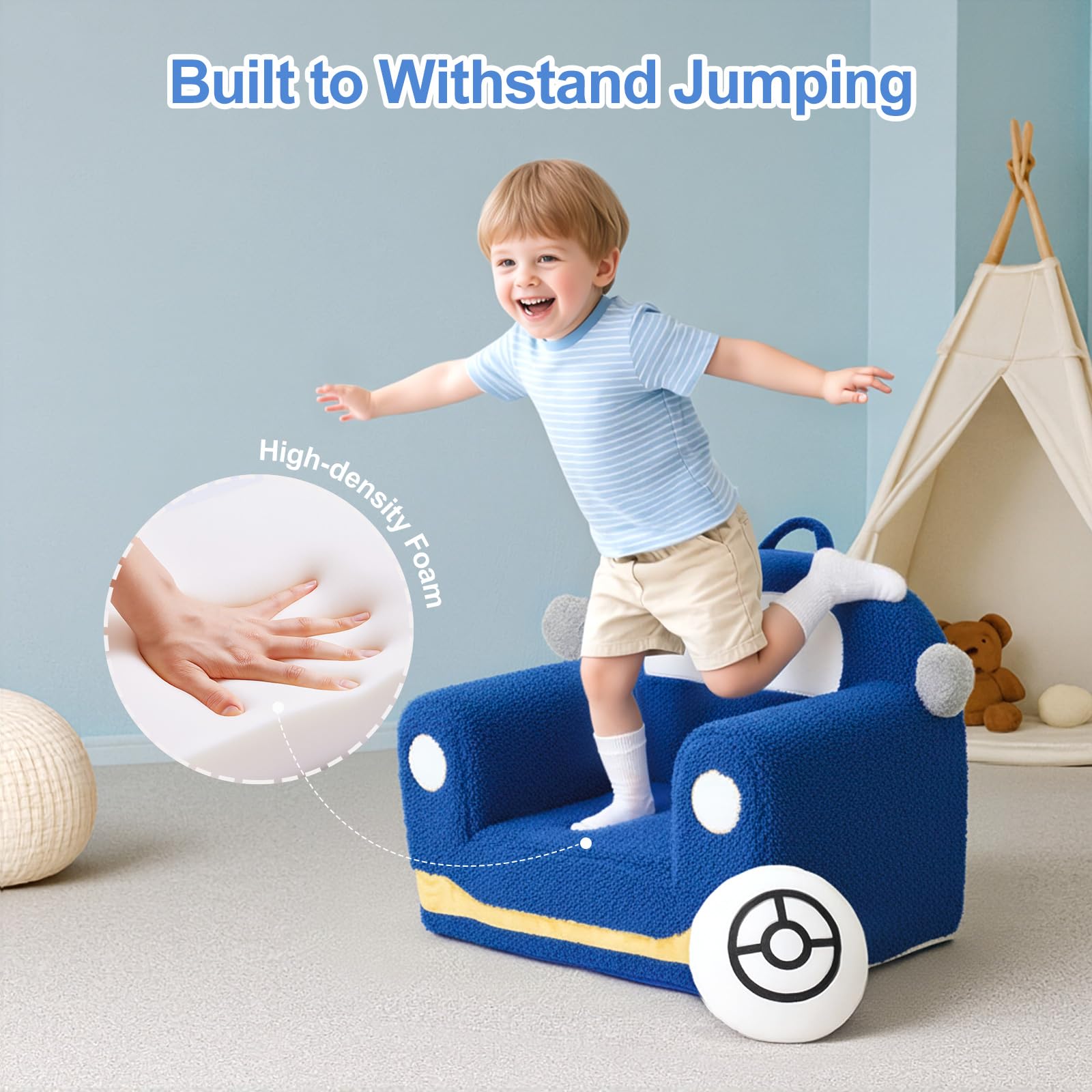 High-density foam with sherpa on OUOZZZ toddler chair