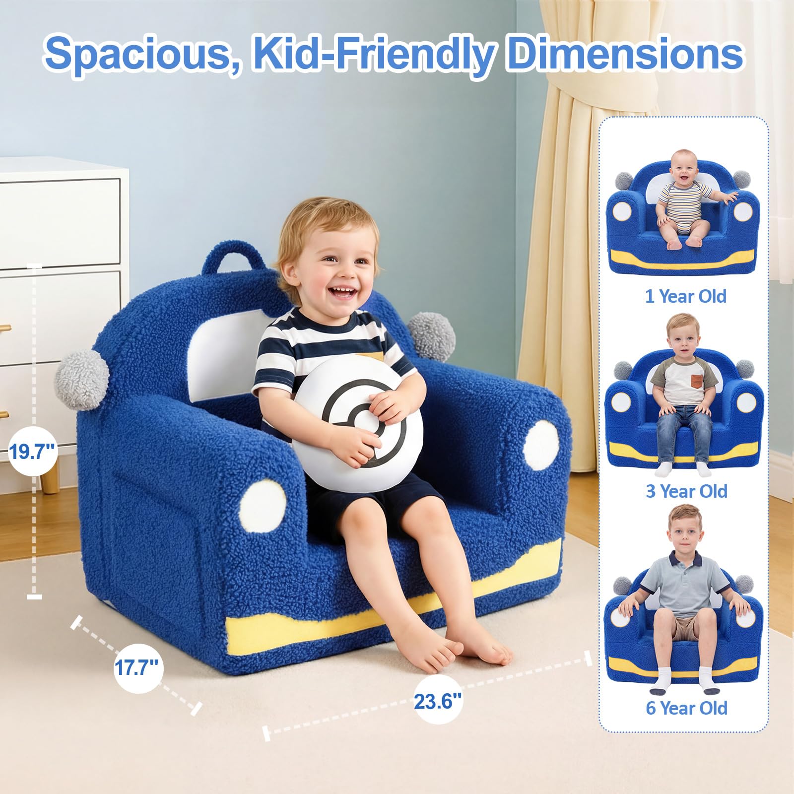 Built-in book pocket on OUOZZZ toddler chair