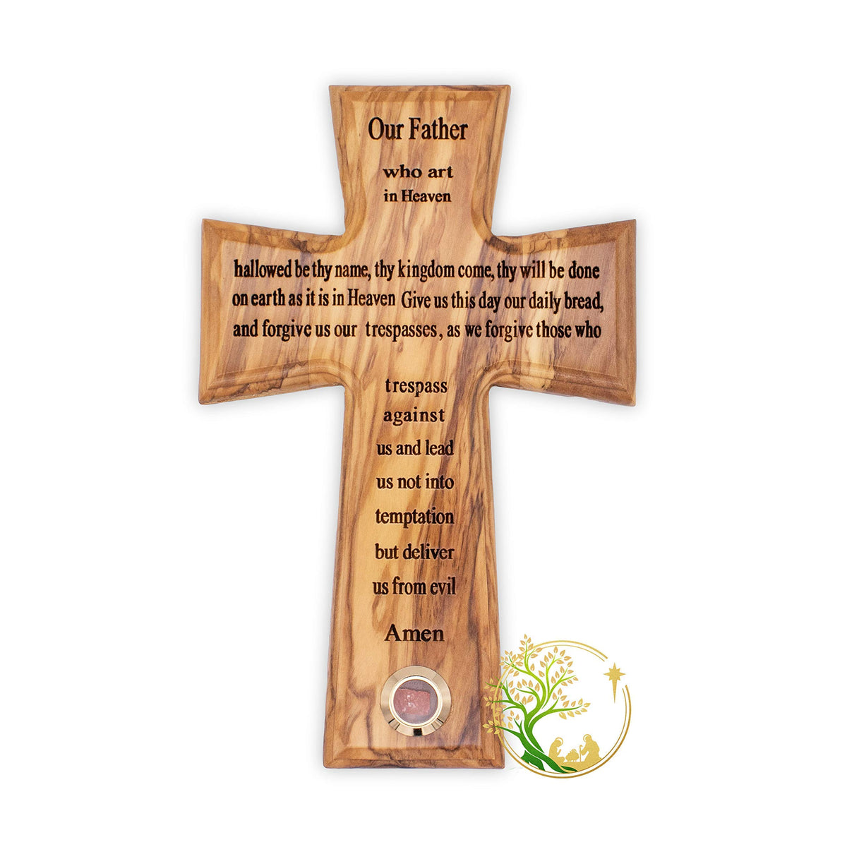Our father prayer wooden cross olive wood Bethlehem ready to hang