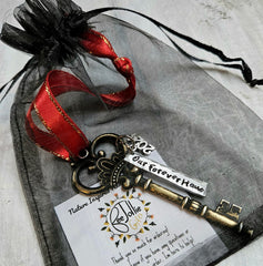 Personalized skeleton key ornament with customizable address and year