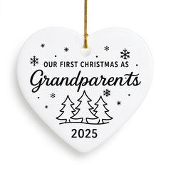 Our First Christmas As Grandparents 2025 Ornament ceramic heart