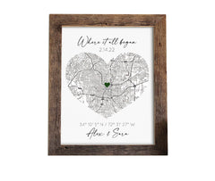 Our First Date Memory Anniversary Gift map print on archival paper
