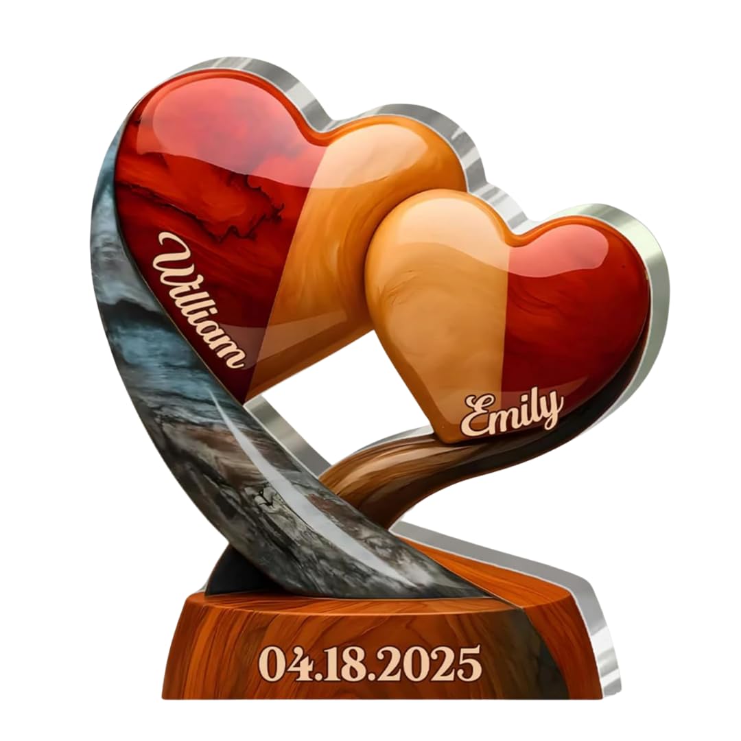 Product image of Our Hearts Beat As One acrylic plaque in squared shape