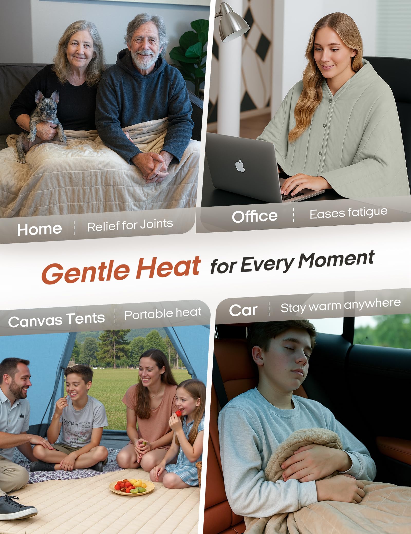 Heat diffuses across shoulders back and waist