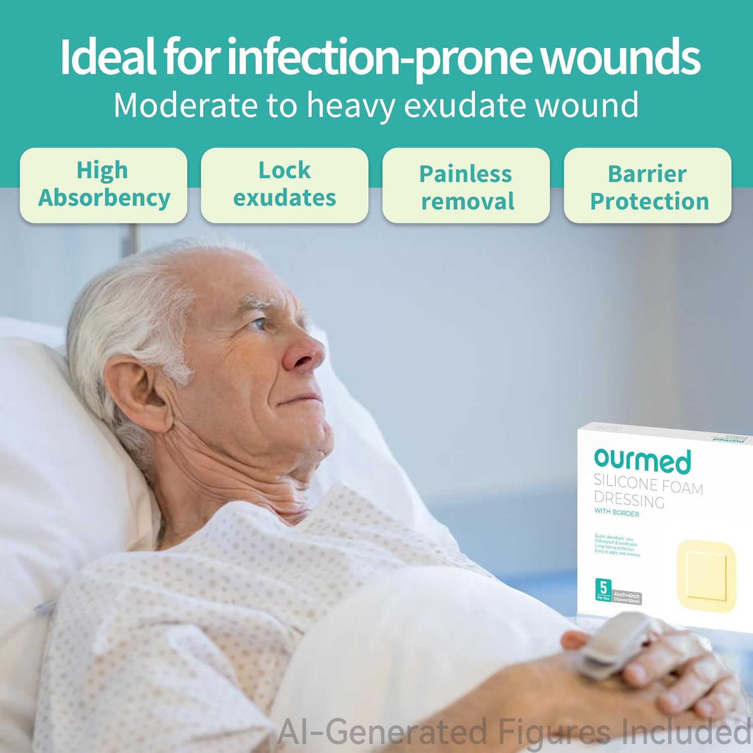 Ourmed border dressing sacral foam wound care