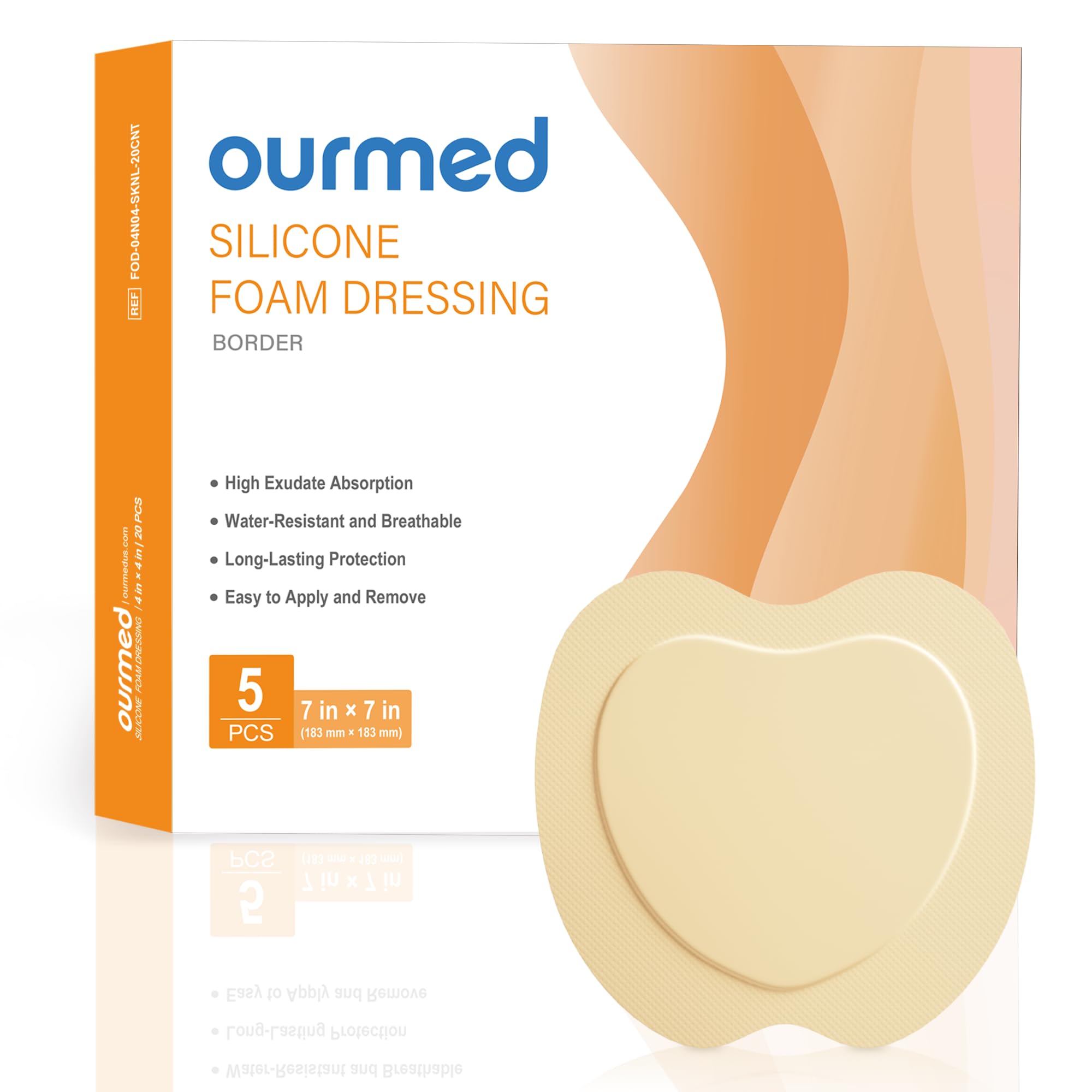 Ourmed sacrum silicone foam dressing border 7x7 size
