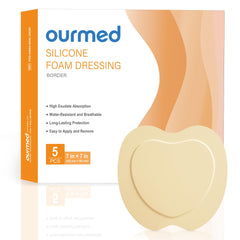 Ourmed sacrum silicone foam dressing border 7x7 size