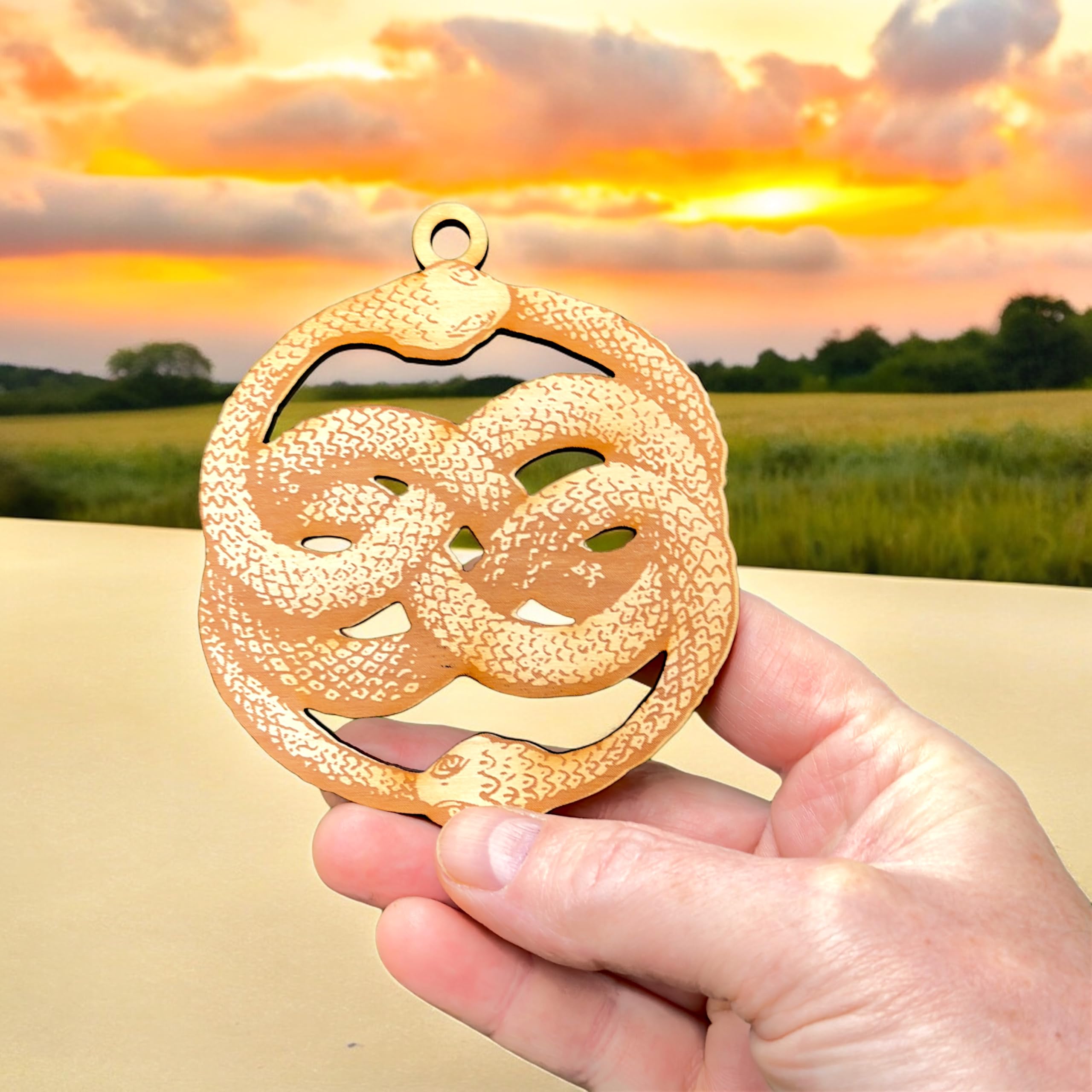 Raw wood ornament with 1/4 inch thickness Ouroboros design