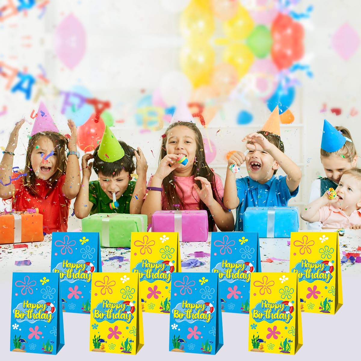 OUSHISS paper gift bags with handles for party favors and decor