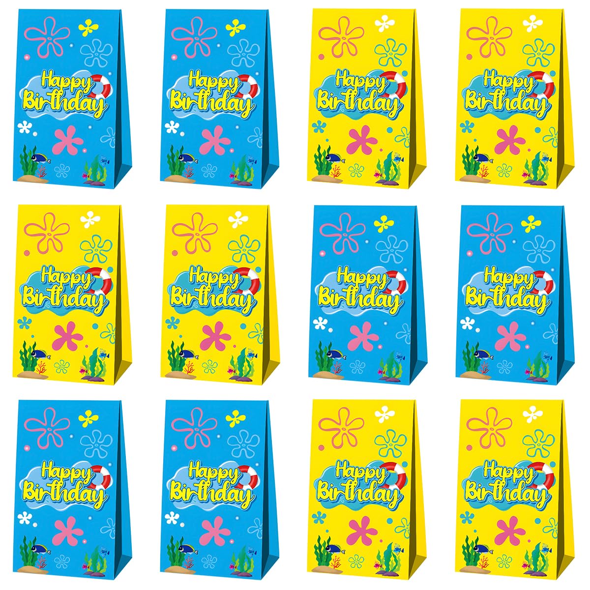 Yellow cartoon party favors bags by OUSHISS 8.3x4.7x2.7 inches size
