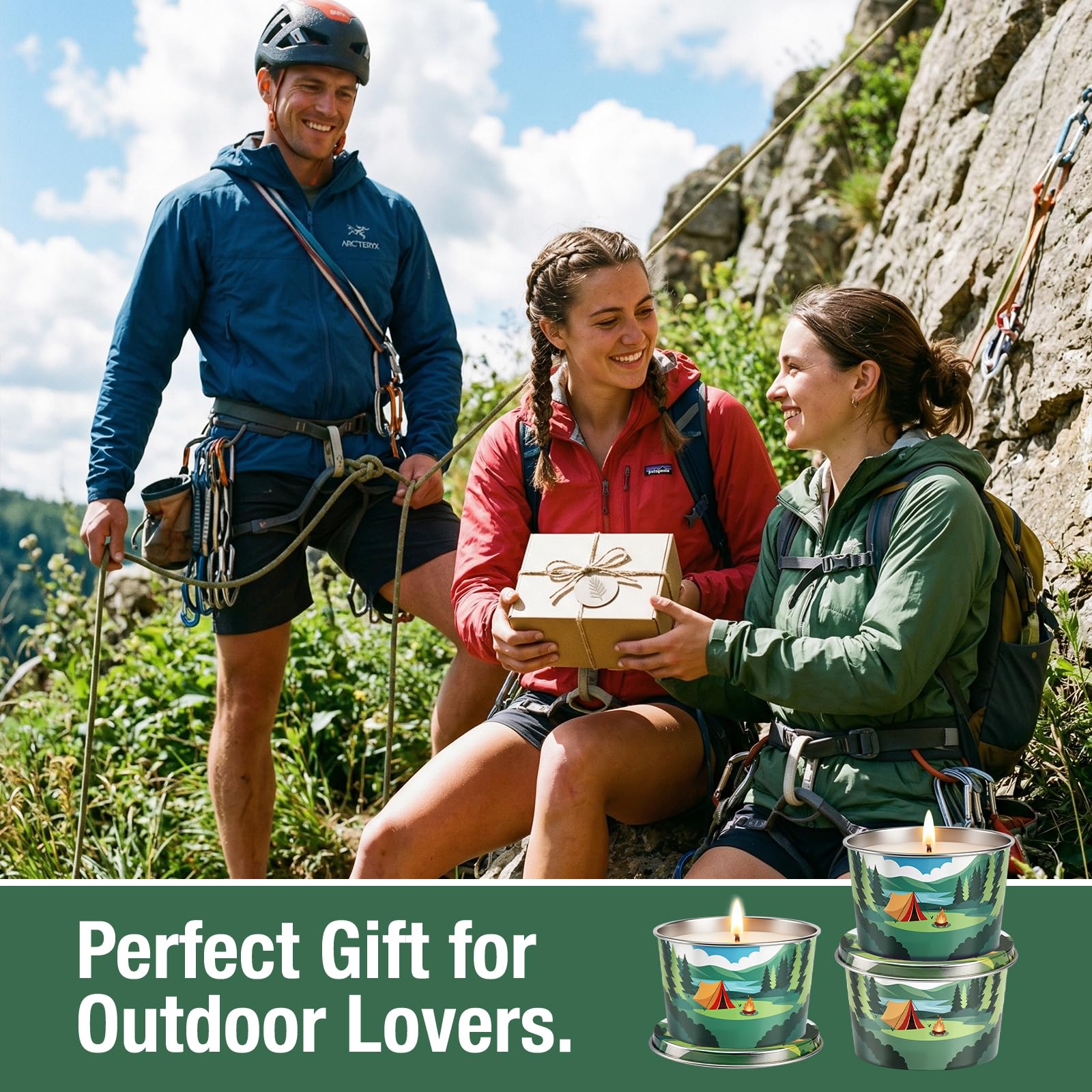 Outdoor adventure citronella candle in pack