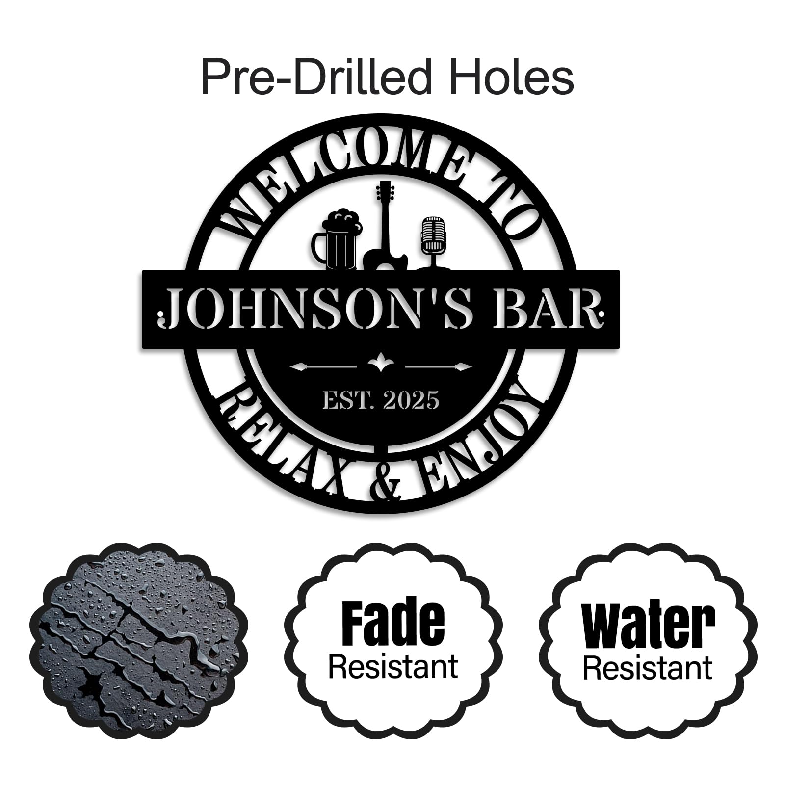 Pre-drilled mounting holes and screws for easy installation