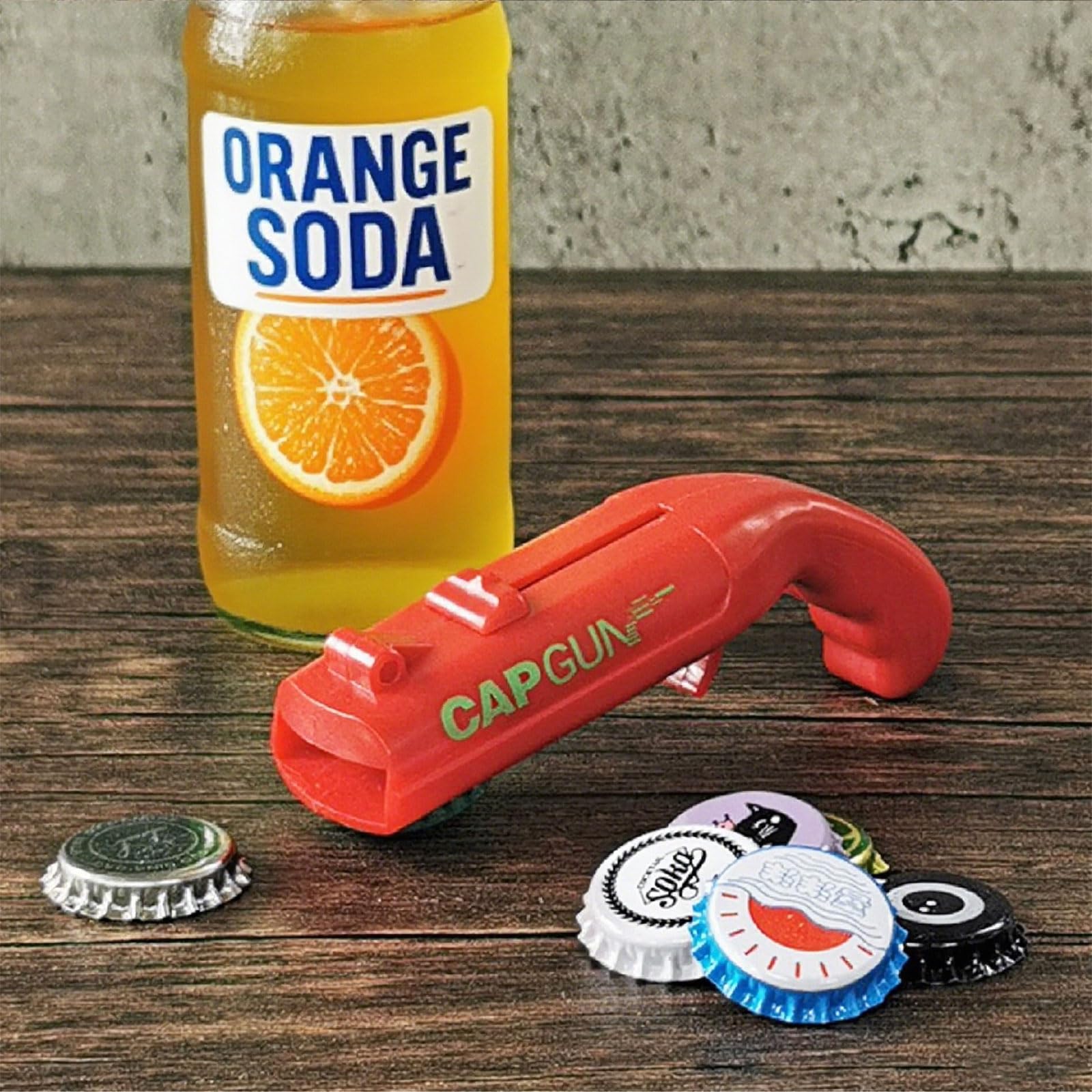 Outdoor barbecues bottle opener cap gun in outdoor setting
