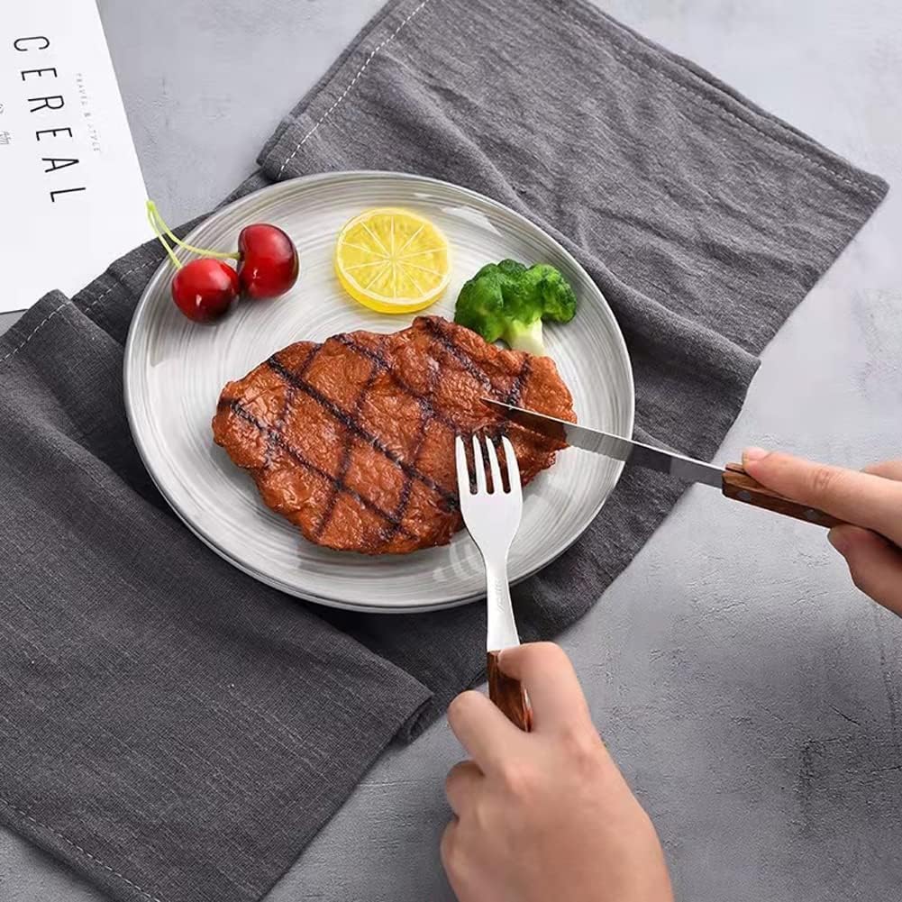 Wooden-handled reusable silverware for outdoor dining