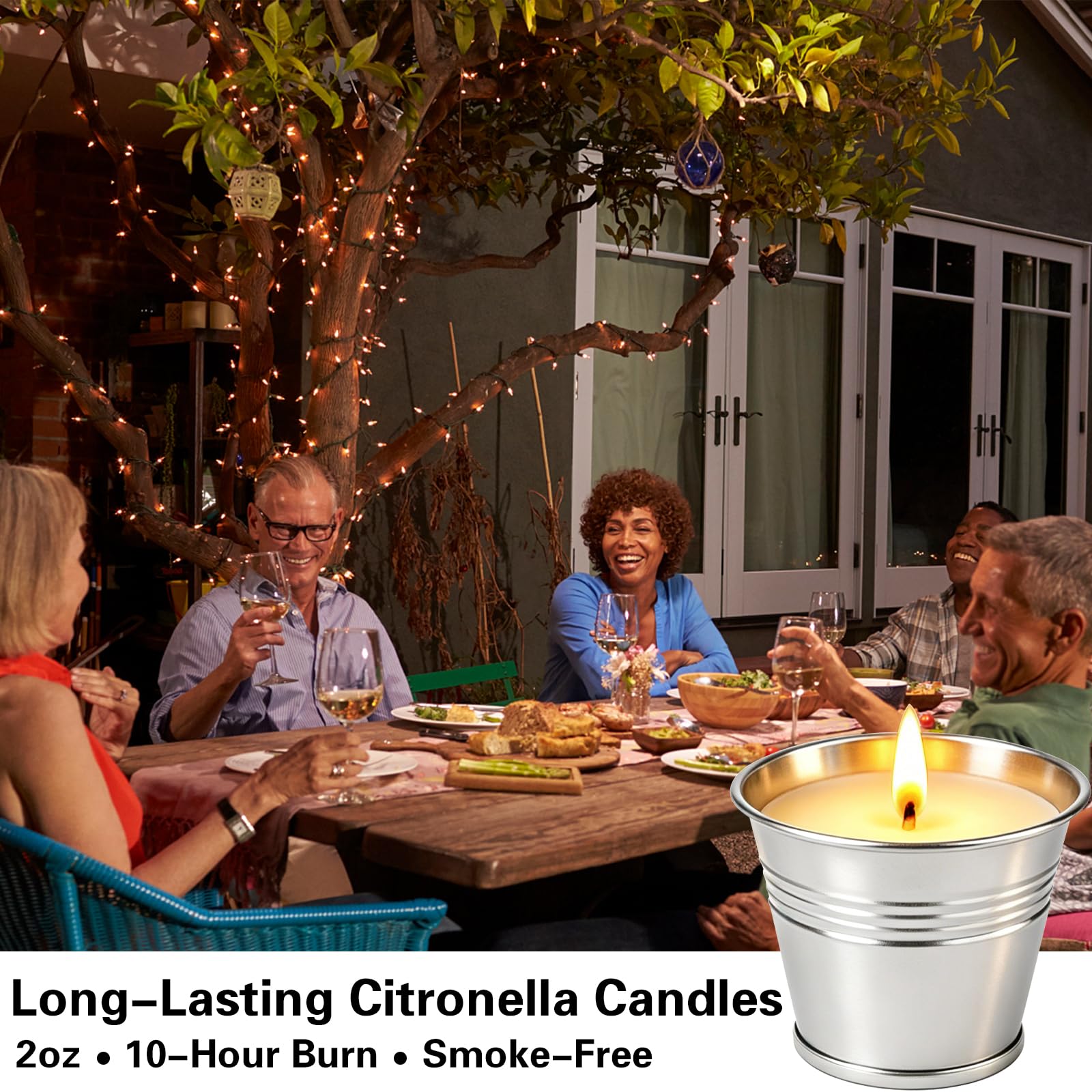 Portable citronella candle tin suitable for camping and backyard