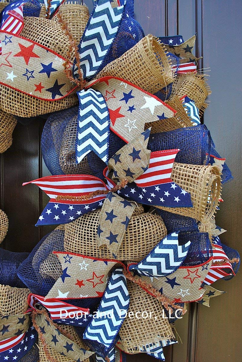 High quality mesh and ribbon on patriotic wreath