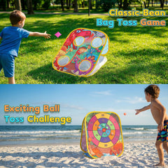Outdoor dinosaur themed cornhole board for kids