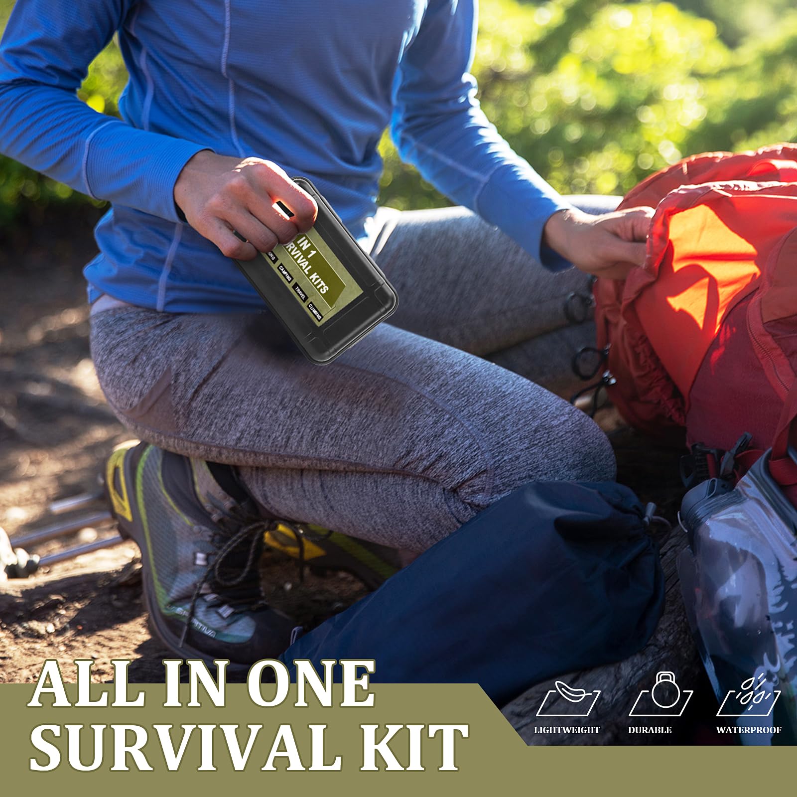 emergency blanket and wire saw included in kit