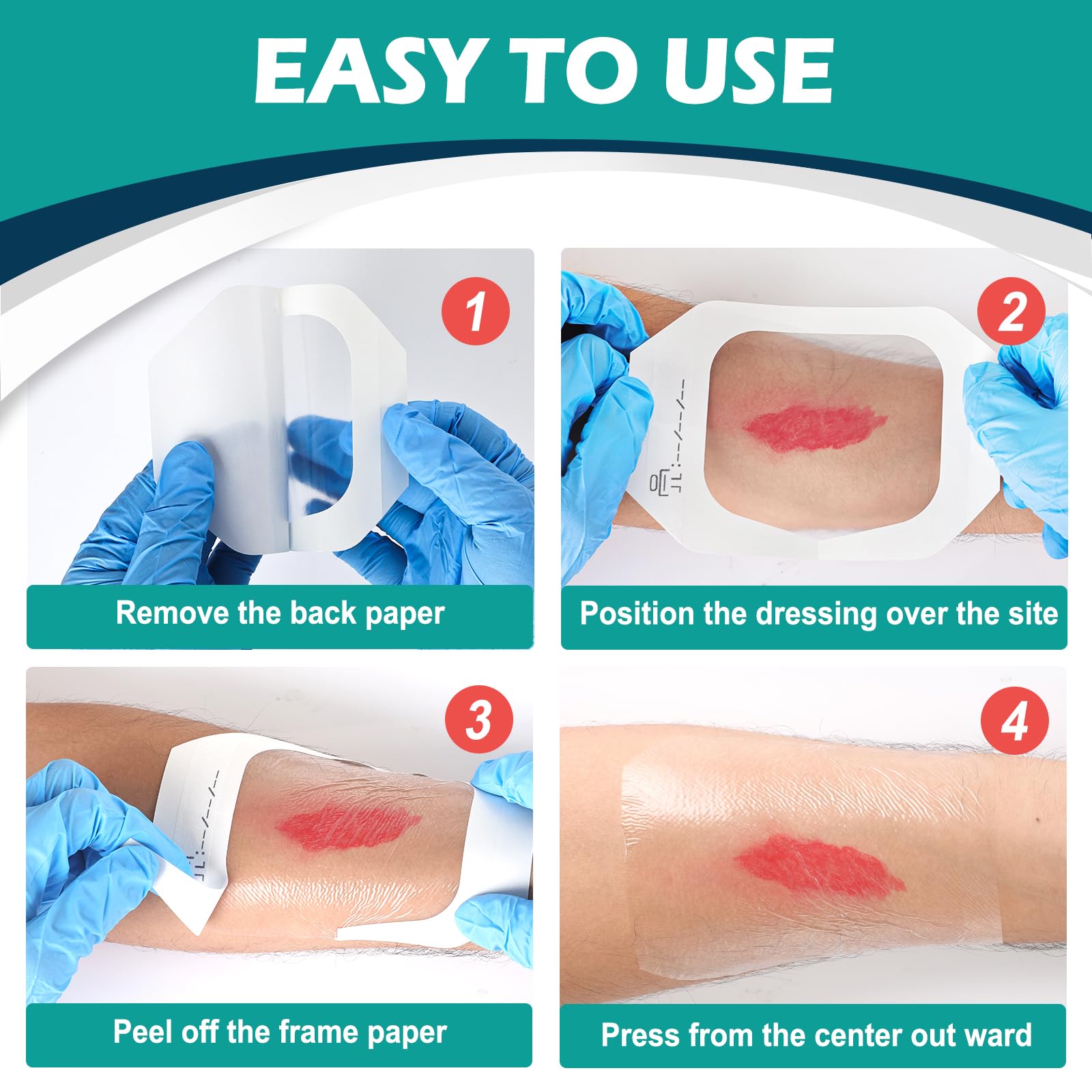 Outdoor first aid use with box of 30 transparent film dressings