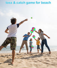 Outdoor toss and catch game in backyard setting