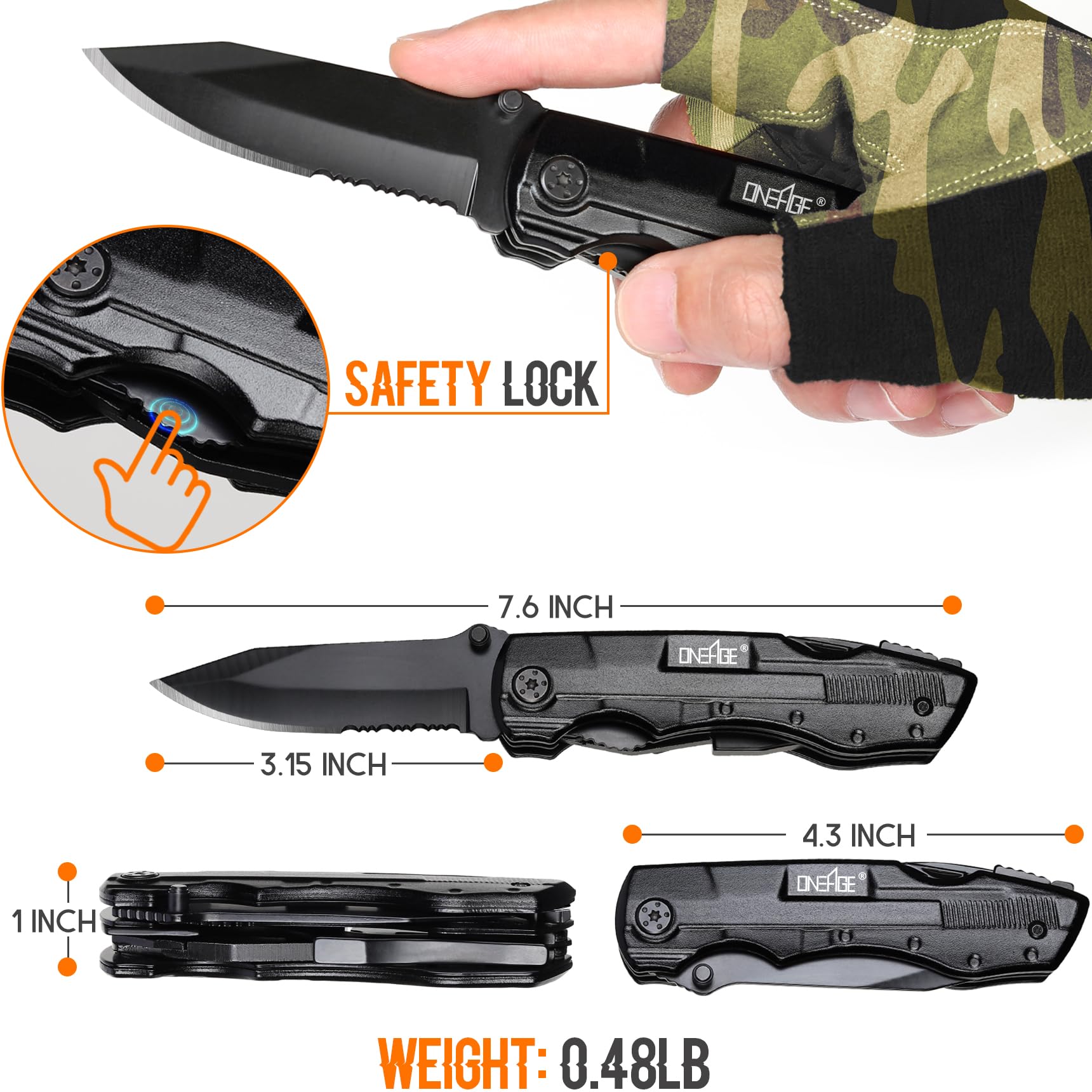 Locking blade safety feature prevents injuries