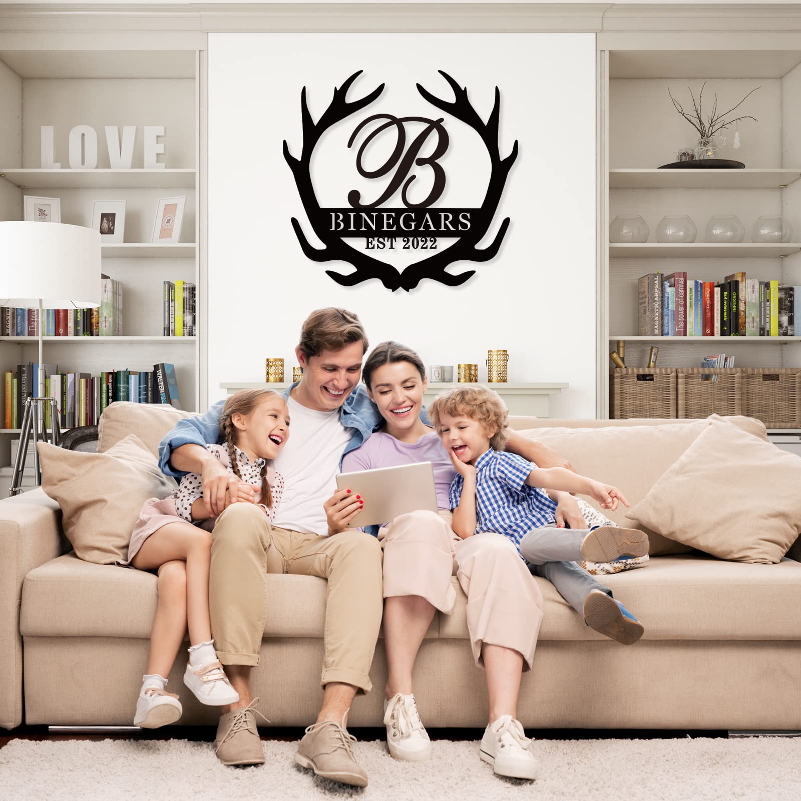 Outdoor Name Sign with deer accents