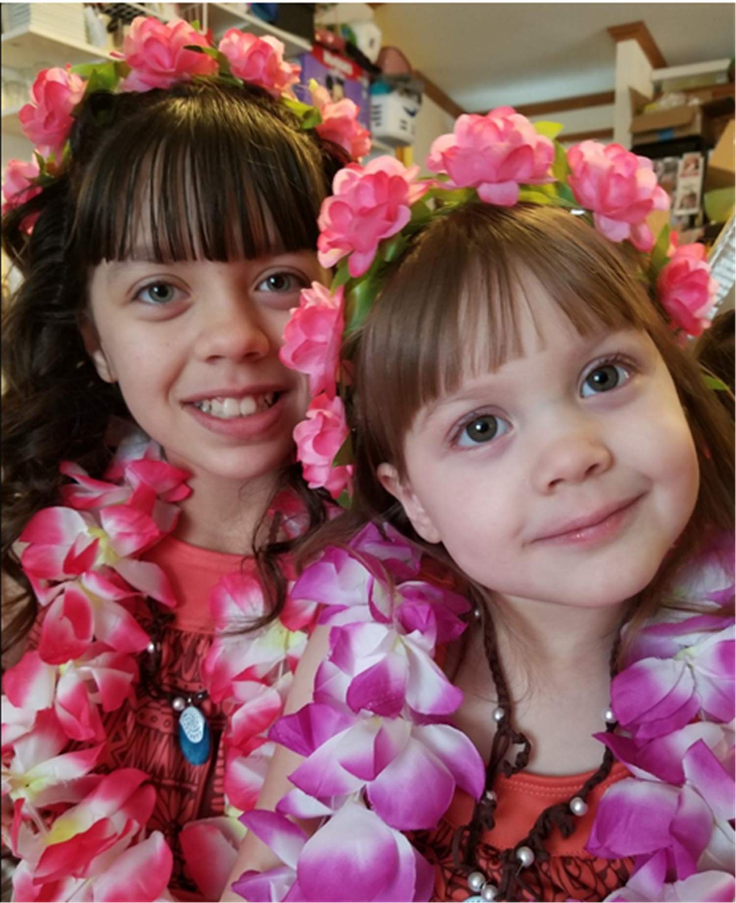 Outdoor party Hawaiian leis ready for photo props