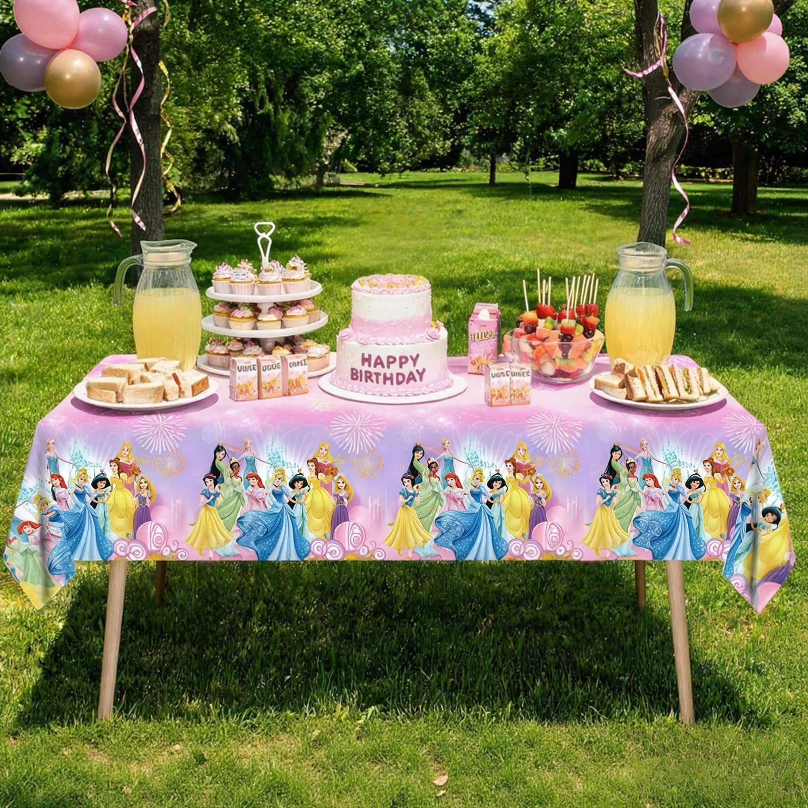 Three-piece DJOIN princess birthday tablecloth for celebrations