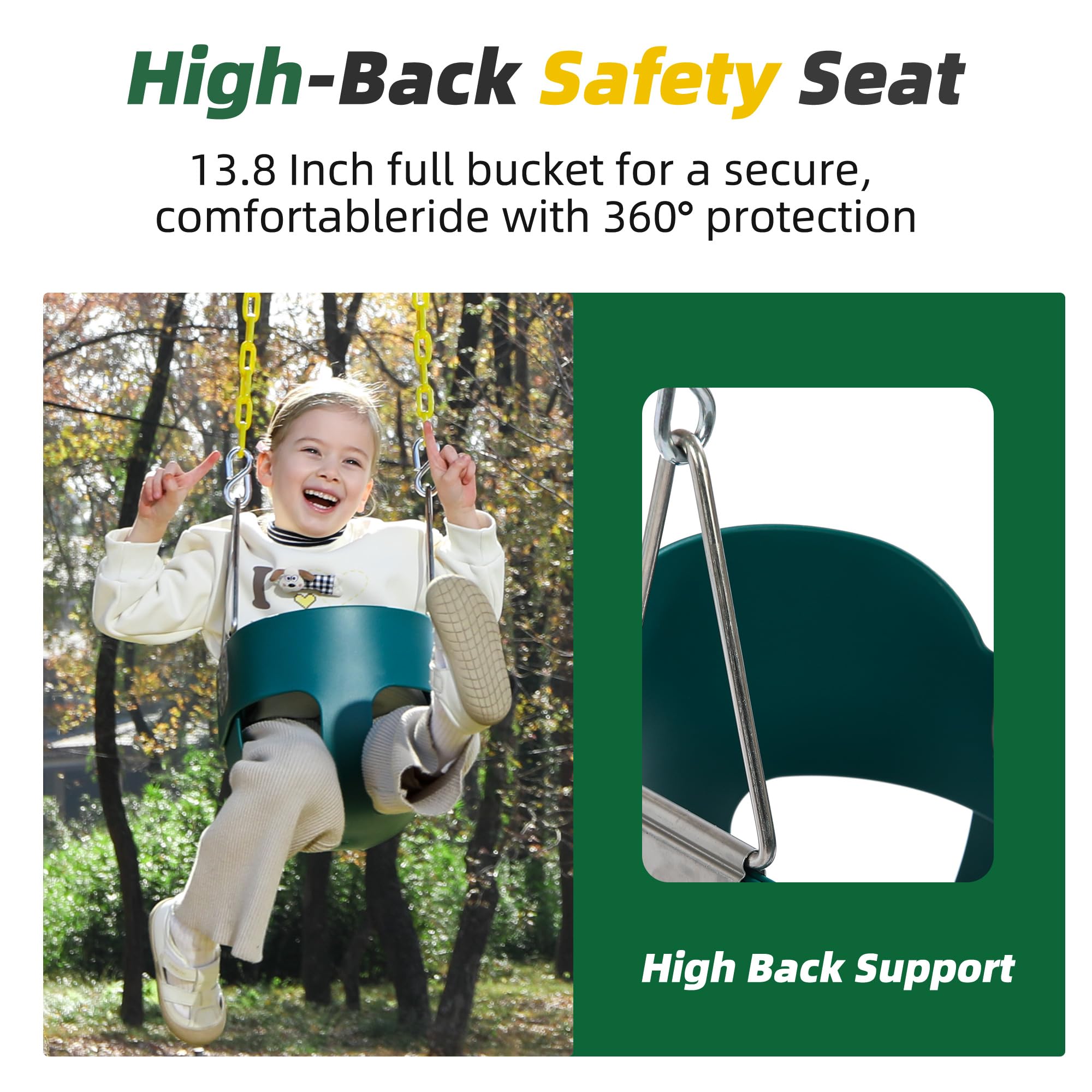 Coated chains for pinch safety on toddler swing