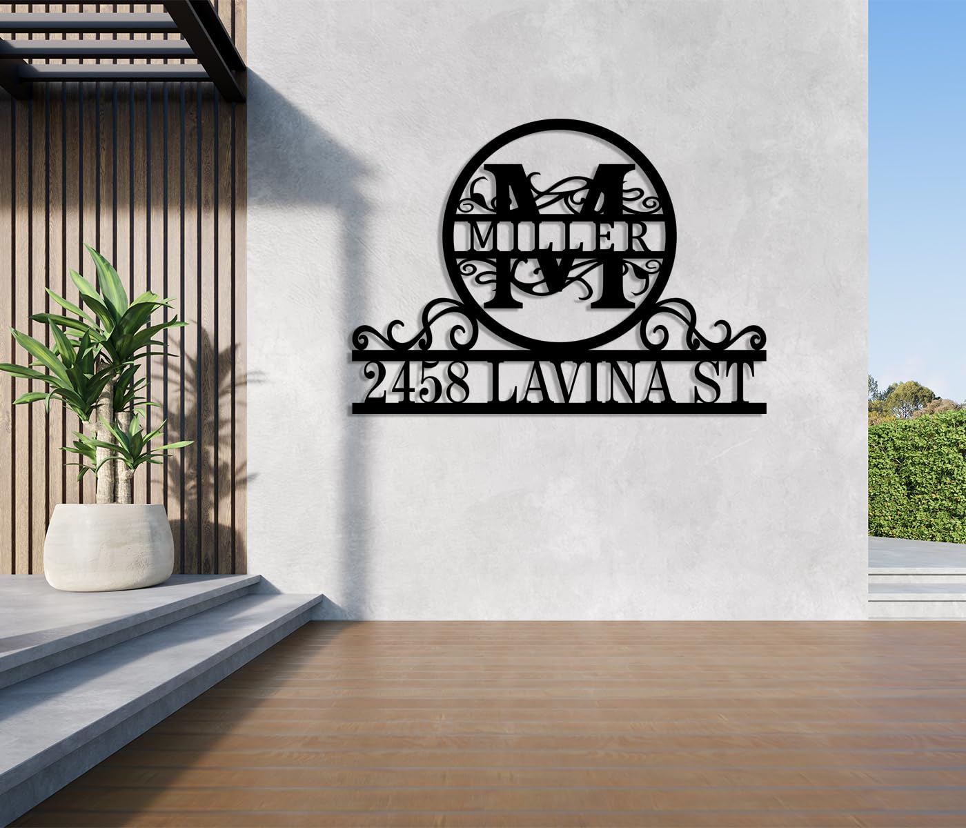 Outdoor Wall Art Decor address plaque in metal