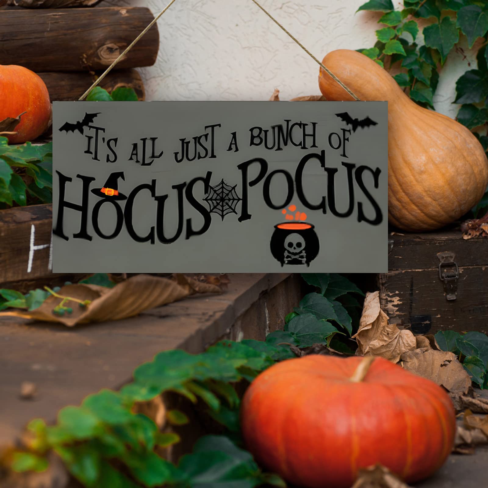 Durable wood material sign with vivid print for Halloween decor