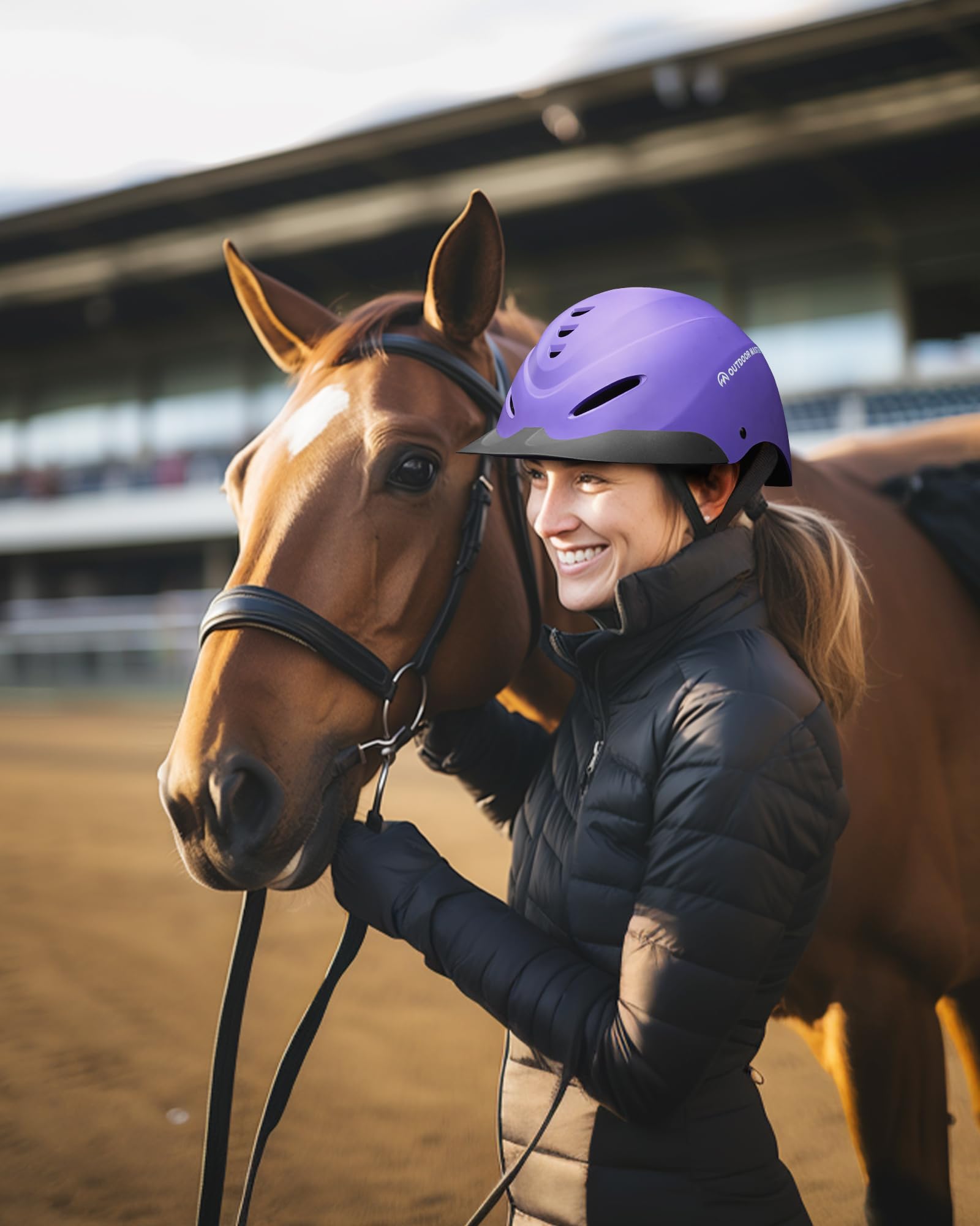 OutdoorMaster Equestrian Helmet packaging and included item