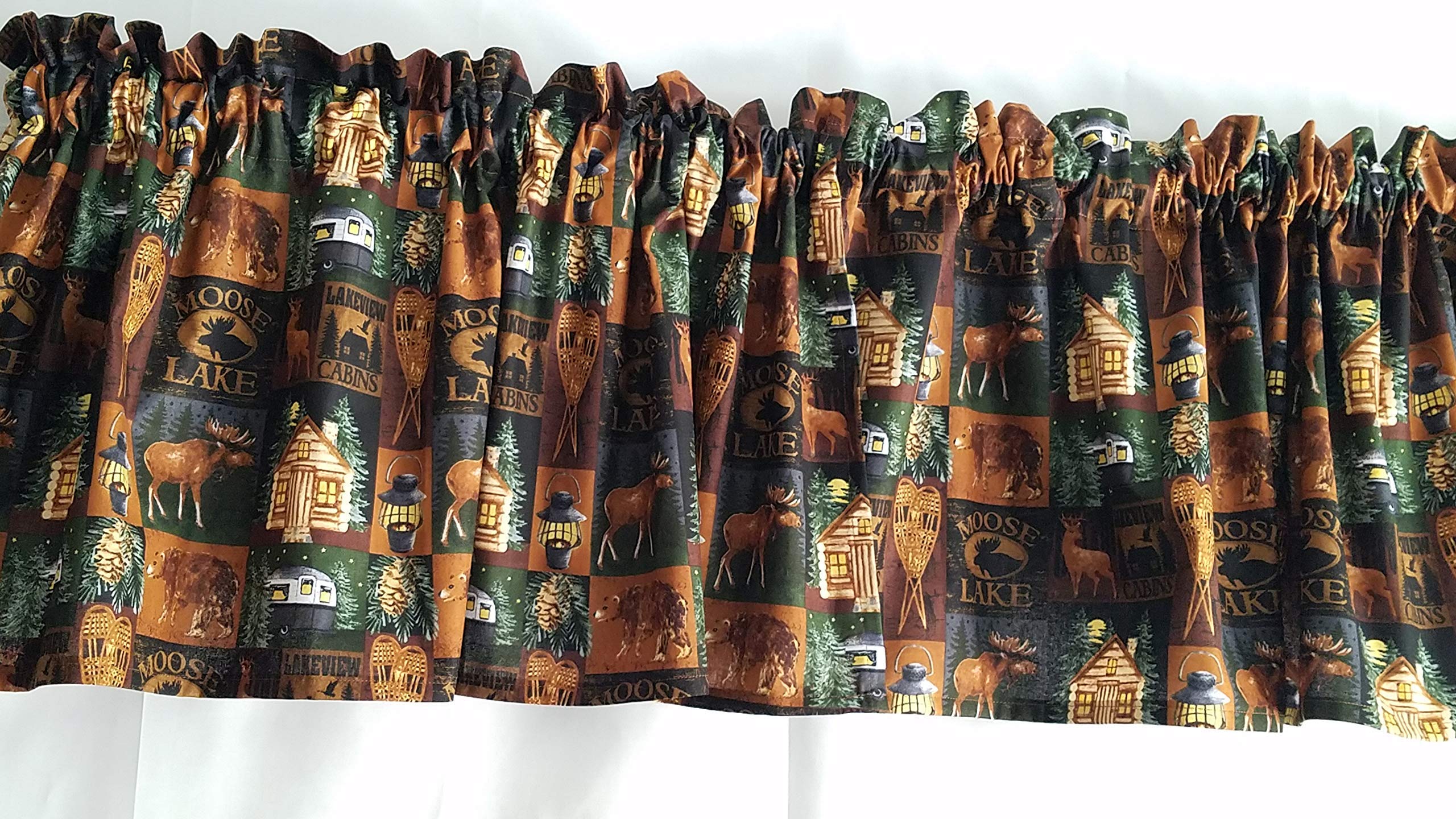 Outdoorsy farmhouse style valance curtain 41-42W x 15L