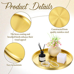 Gold round trays stainless steel with brass coating
