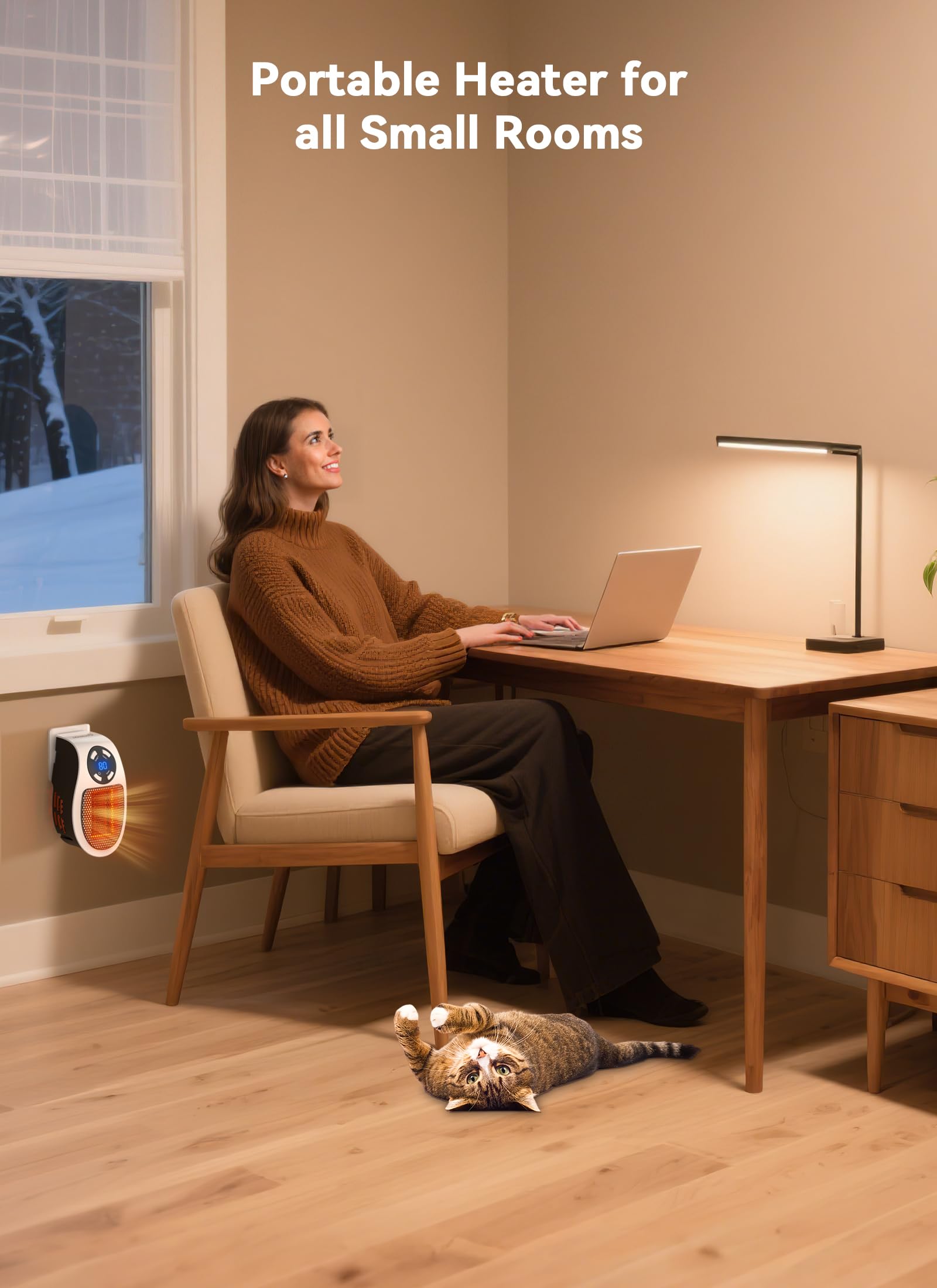 outlet-mount space heater saves floor space
