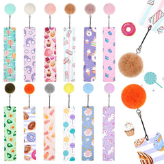 Outus 12 pack bookmarks for kids with pom pom pendants