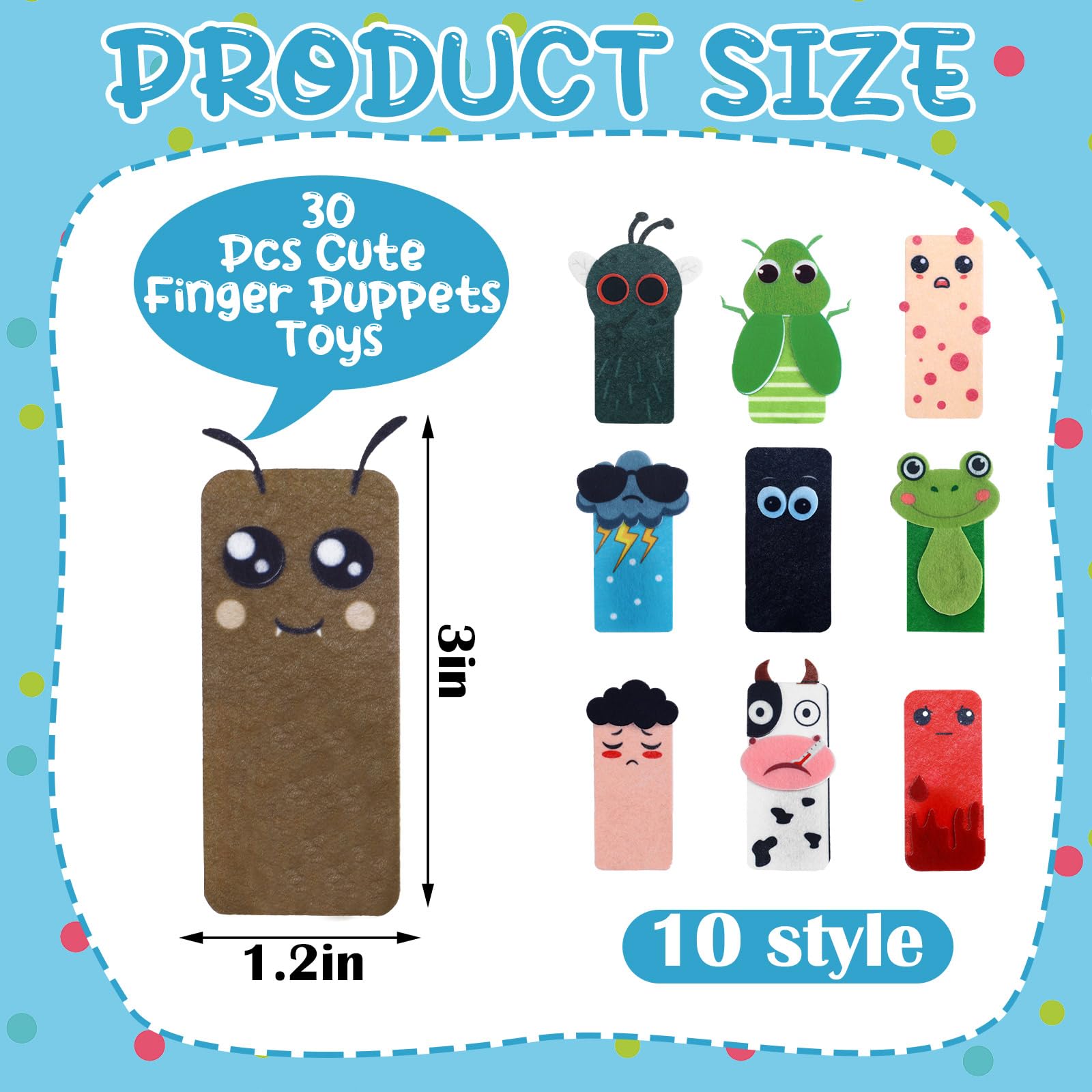 Three sets of ten styles finger puppets for Passover education