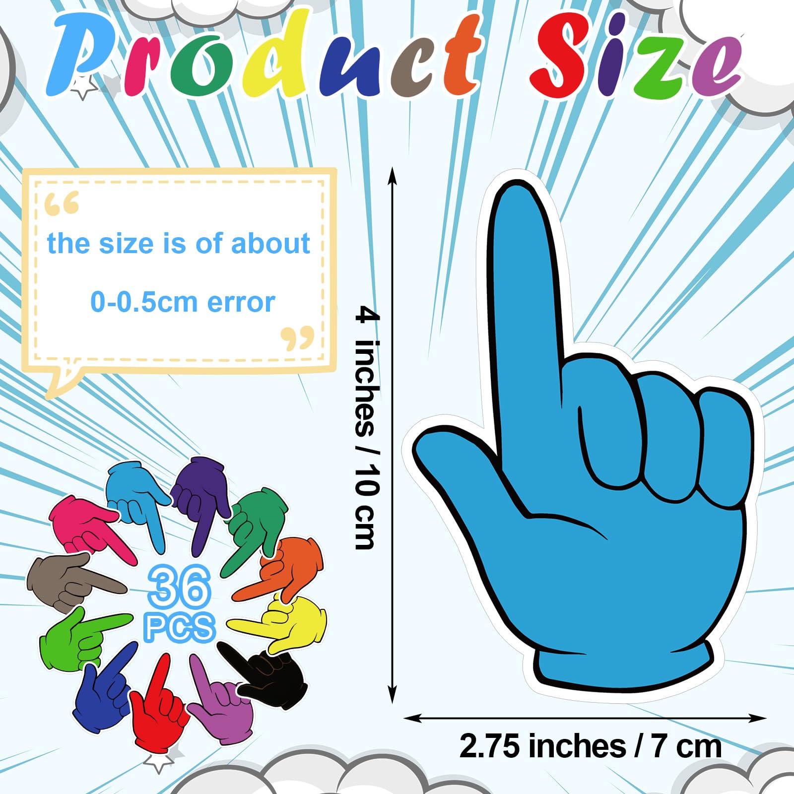 Pointing hand finger magnets sized 4 x 2.75 inches