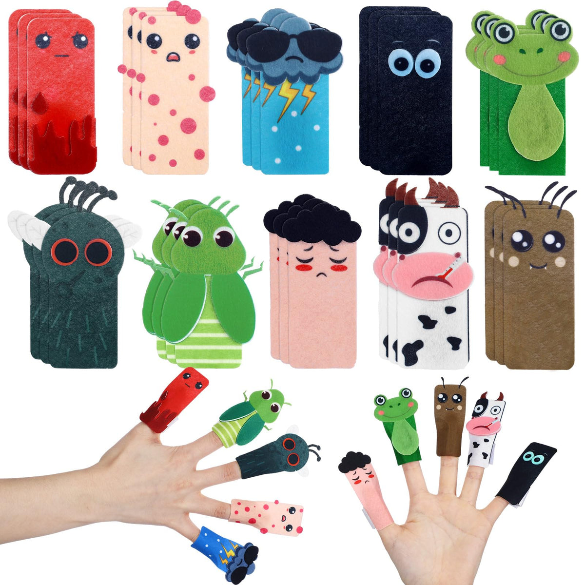 Outus Passover plagues finger puppets set of 30 pieces in felt