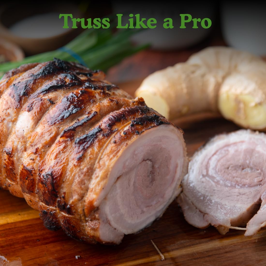Oven safe trussing bands for roasting