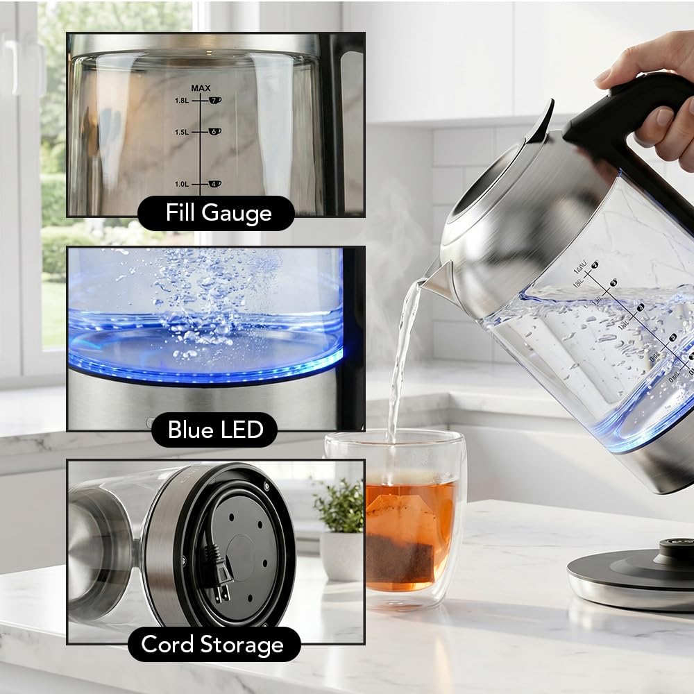 Cord storage under the kettle base