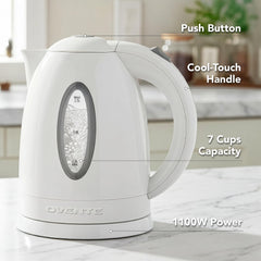 OVENTE KP72W 1.7L white electric kettle side view