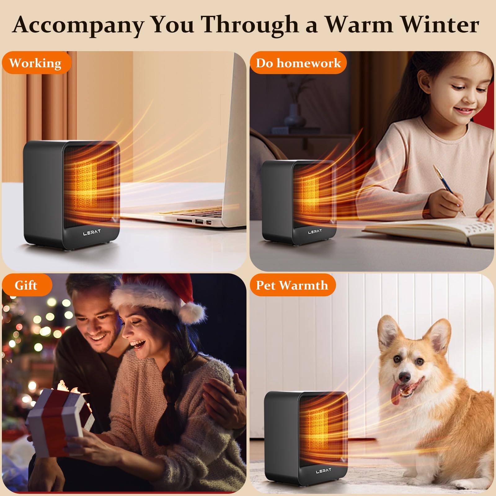 Office home small room use Lerat portable space heater black
