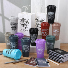 Notebooks and pens with inspirational messages