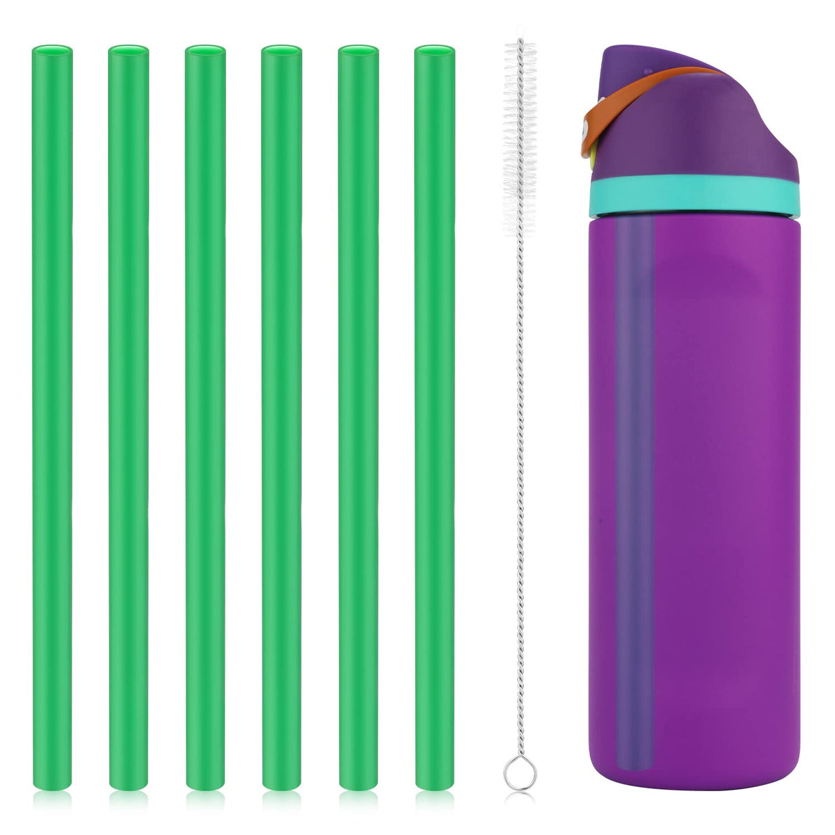 Green 6pcs replacement straws for Owala FreeSip 24oz 32oz